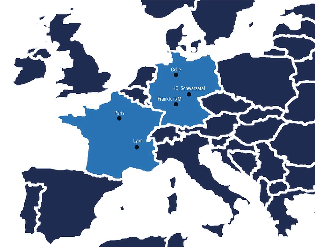 Map of Europe with our Locations